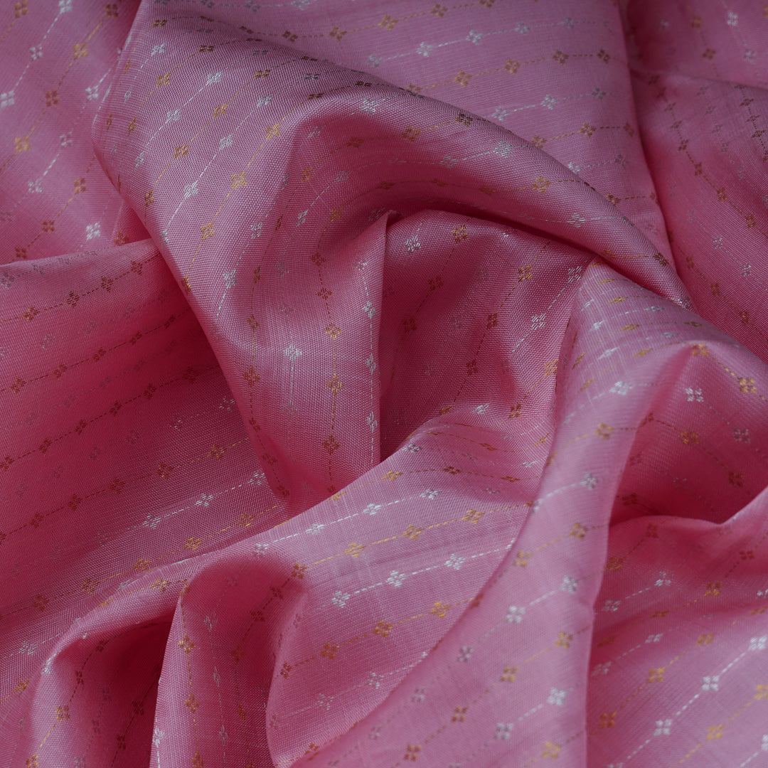 Handwoven Pink with Beige Kanjivaram Silk Saree - 1885T008680DSC