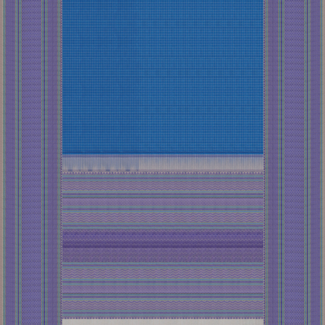 Handwoven Blue with Off-white Kanjivaram Silk Saree - 2388T009662DSC