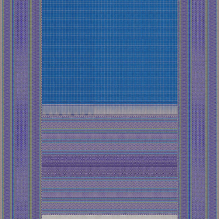 Handwoven Blue with Off-white Kanjivaram Silk Saree - 2388T009662DSC