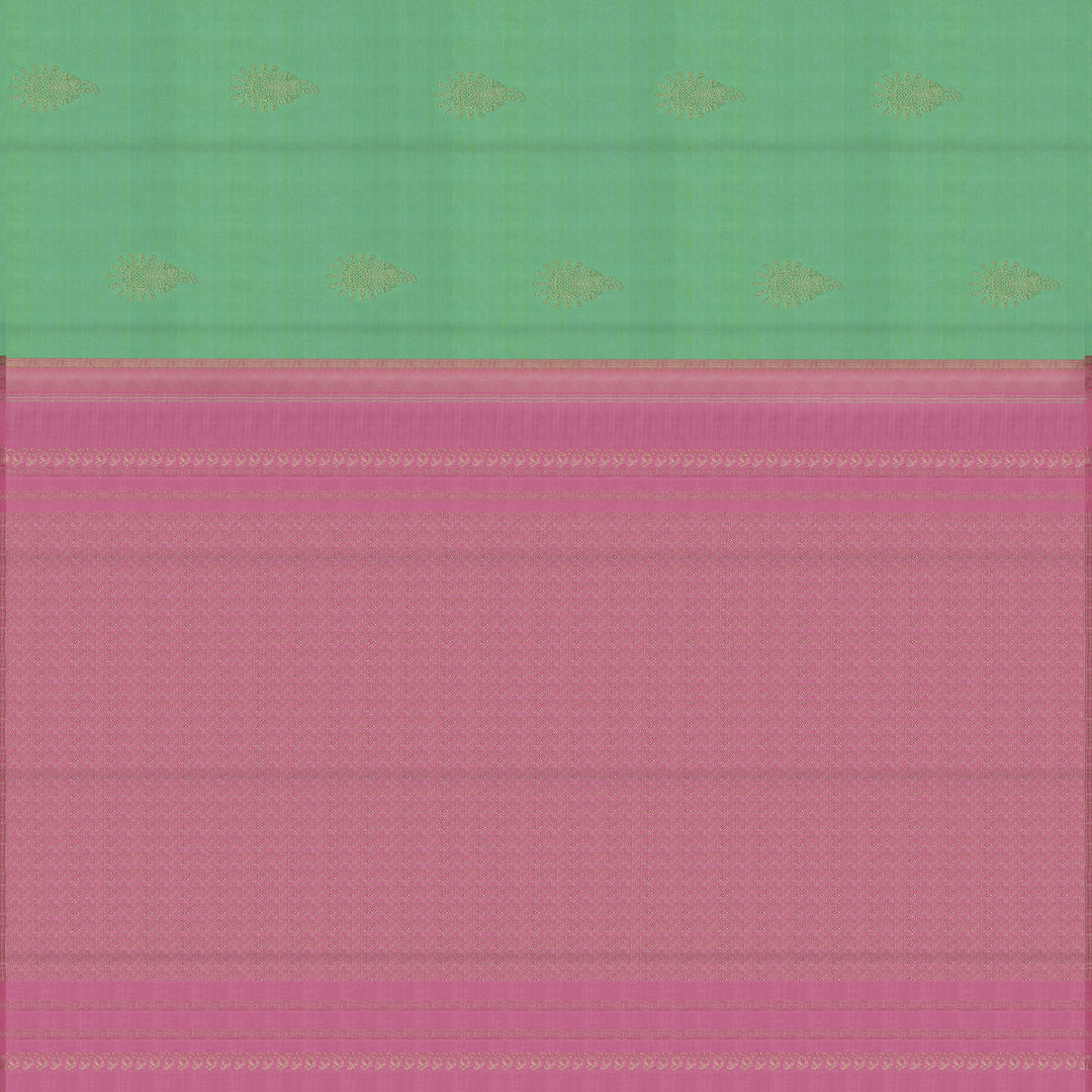Handwoven Green with Pink Kanjivaram Silk Saree - 2394T010779DSC
