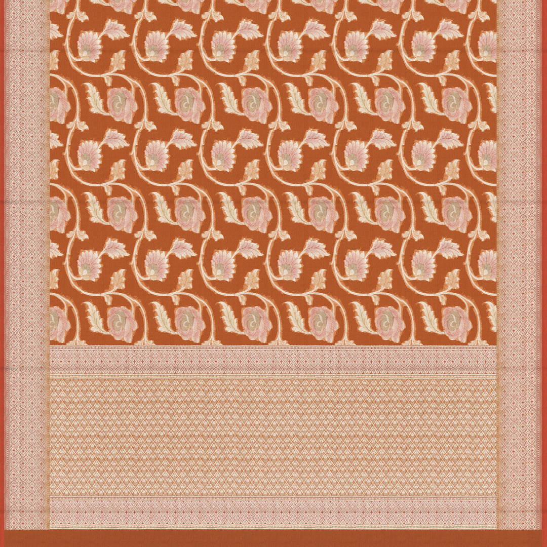 Handwoven Orange Banarasi Khaddi georgette Silk Saree - 2404N019201DSC