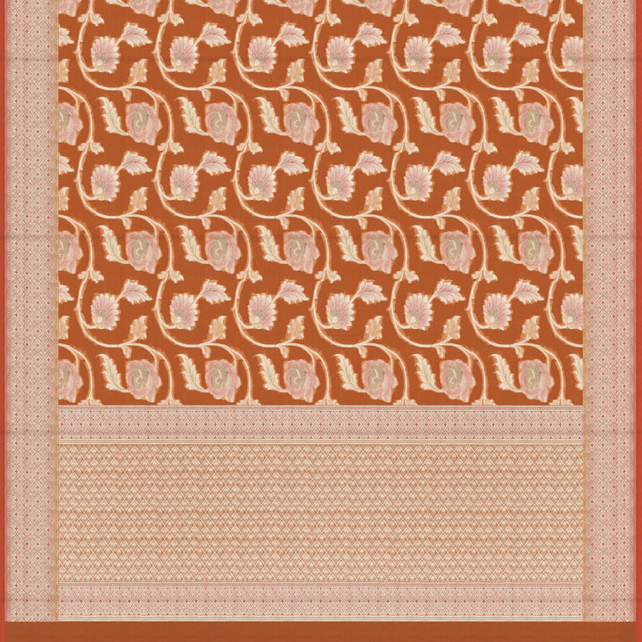 Handwoven Orange Banarasi Khaddi georgette Silk Saree - 2404N019201DSC