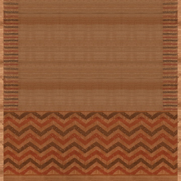 Handwoven Beige Brown Matka Silk Saree - 2408N027923DSC