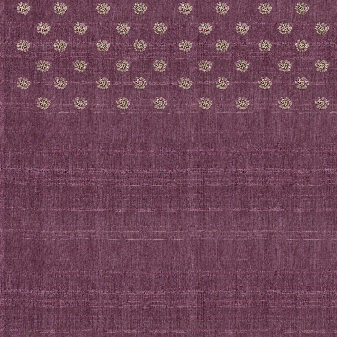 Handwoven Lavender with Orange Embroidered Tussar Silk Saree - 2407T007246DSC