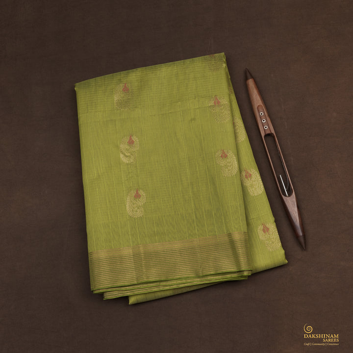 Handwoven Green Silk Cotton Saree - 2425T011300DSC