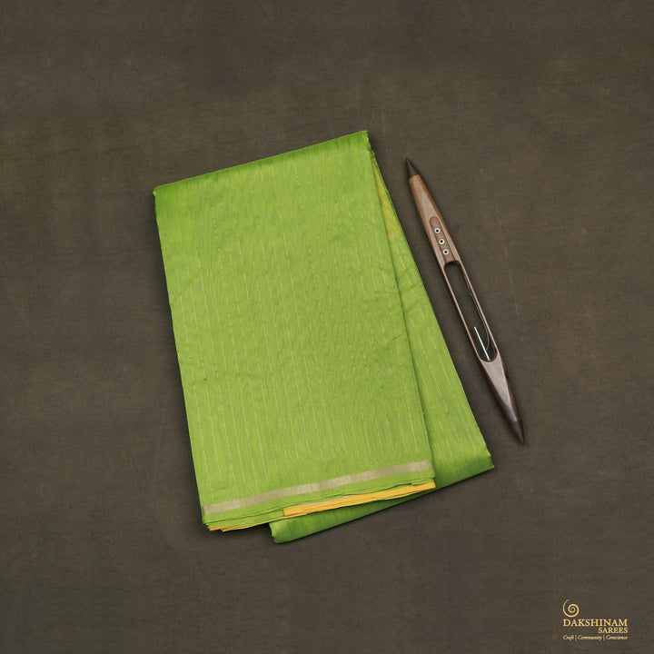 Handwoven Green with Orange Silk Cotton Saree - 2431T011306DSC