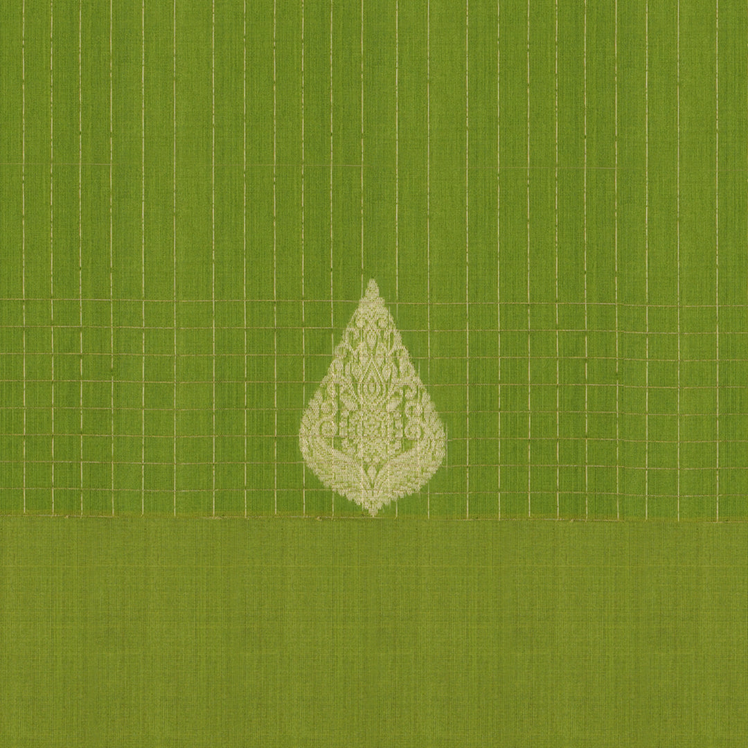 Handwoven Green with Orange Silk Cotton Saree - 2431T011306DSC