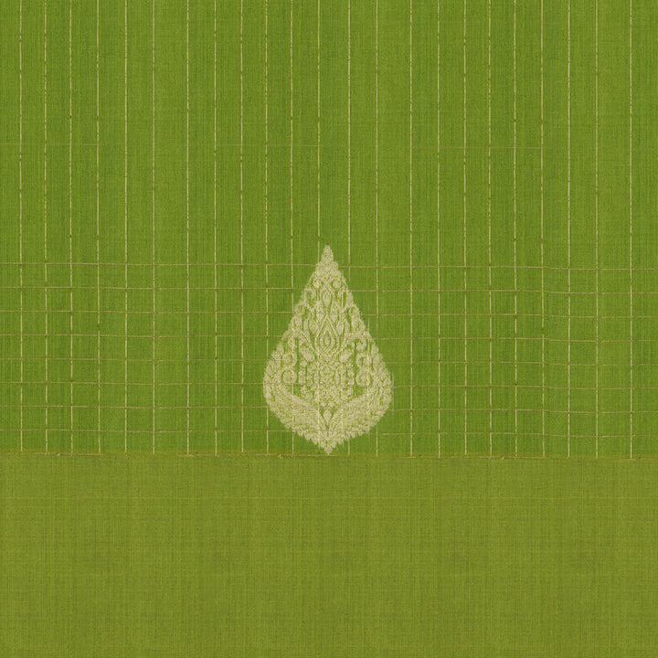 Handwoven Green with Orange Silk Cotton Saree - 2431T011306DSC