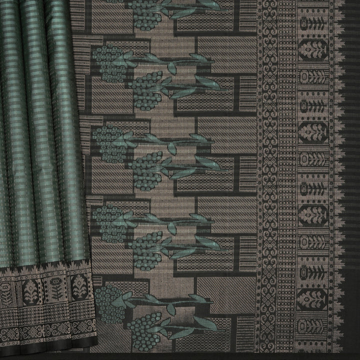 Handwoven Green Soft Silk Saree - 2441T011262DSC