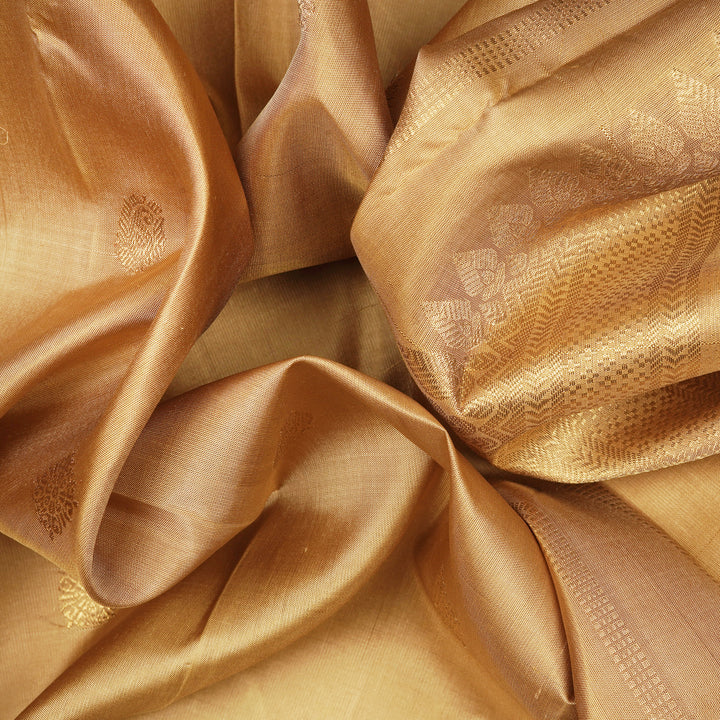 Handwoven Gold Kanjivaram Silk Saree - 2452T012328DSC