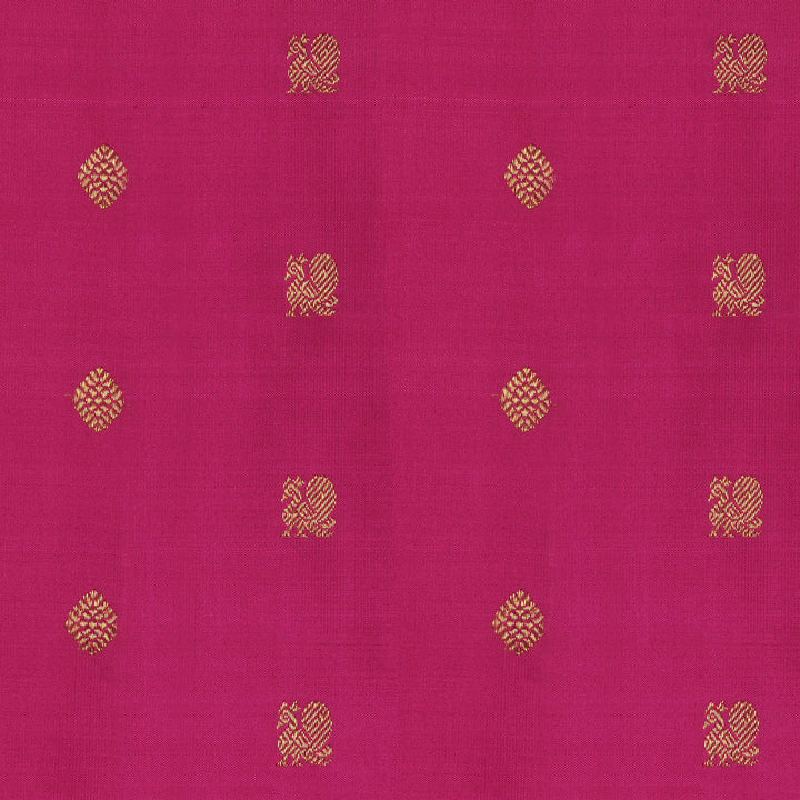 Handwoven Green with Pink Kanjivaram Silk Saree - 2454T012298DSC