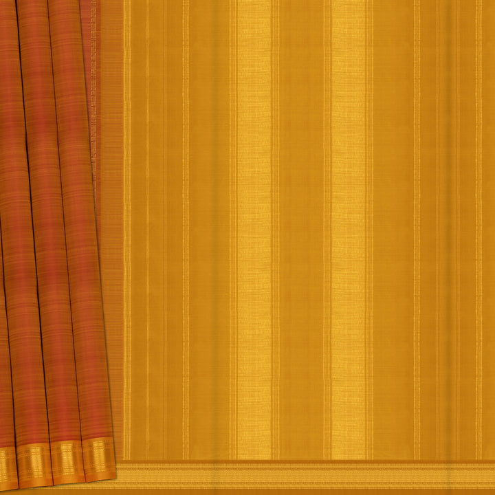 Handwoven Orange with Yellow Kanjivaram Silk Saree - 2483T012288DSC