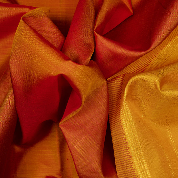 Handwoven Orange with Yellow Kanjivaram Silk Saree - 2483T012288DSC
