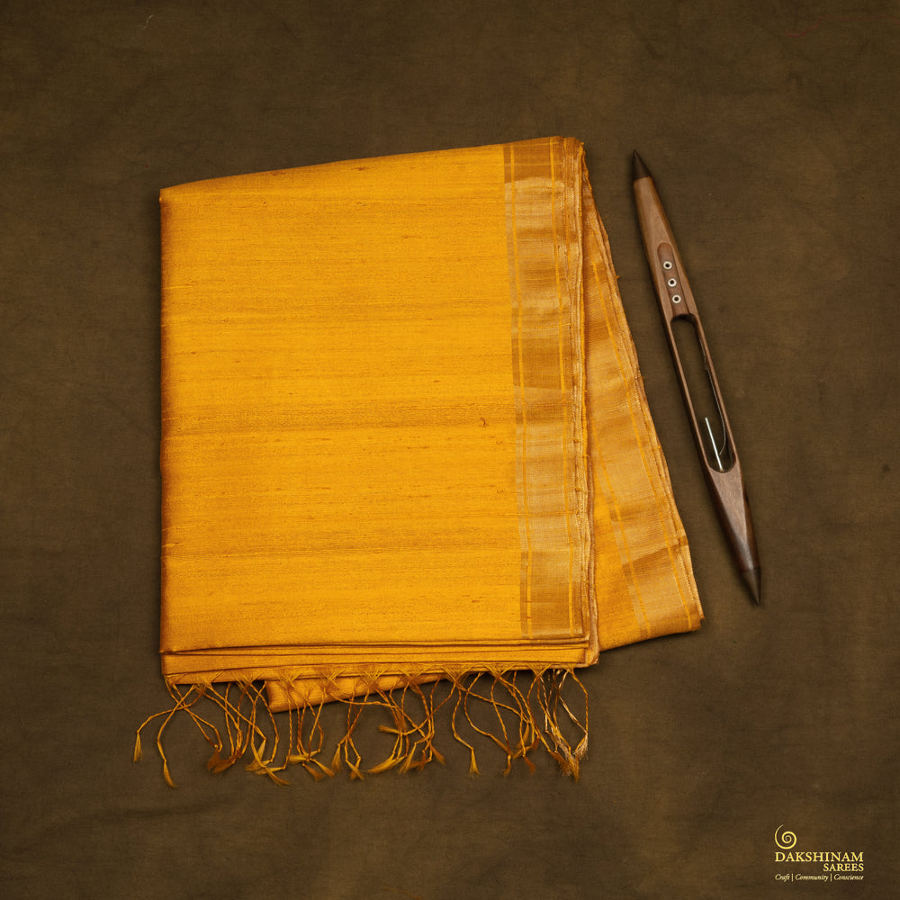 Folded Handwoven Dupion Soft Silk Saree