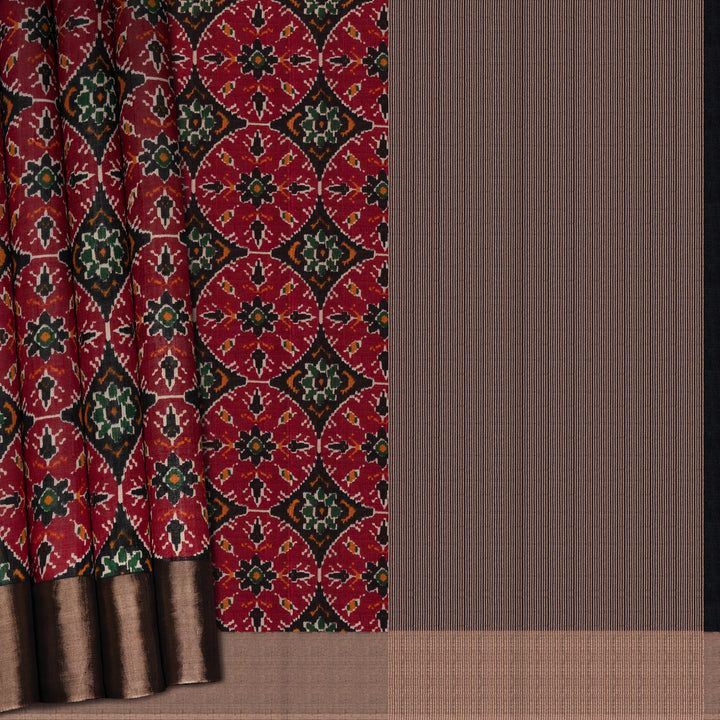 Handwoven Multicolour with Black Tussar Silk Saree - 2556T012510DSS