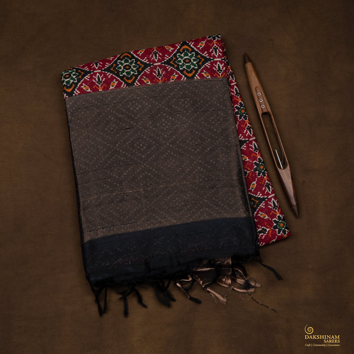 Handwoven Multicolour with Black Tussar Silk Saree - 2556T012510DSS