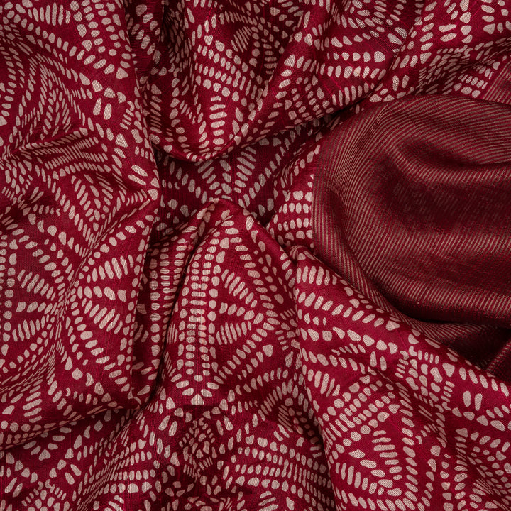 Handwoven Red Tussar Silk Saree - 2554T012505DSC