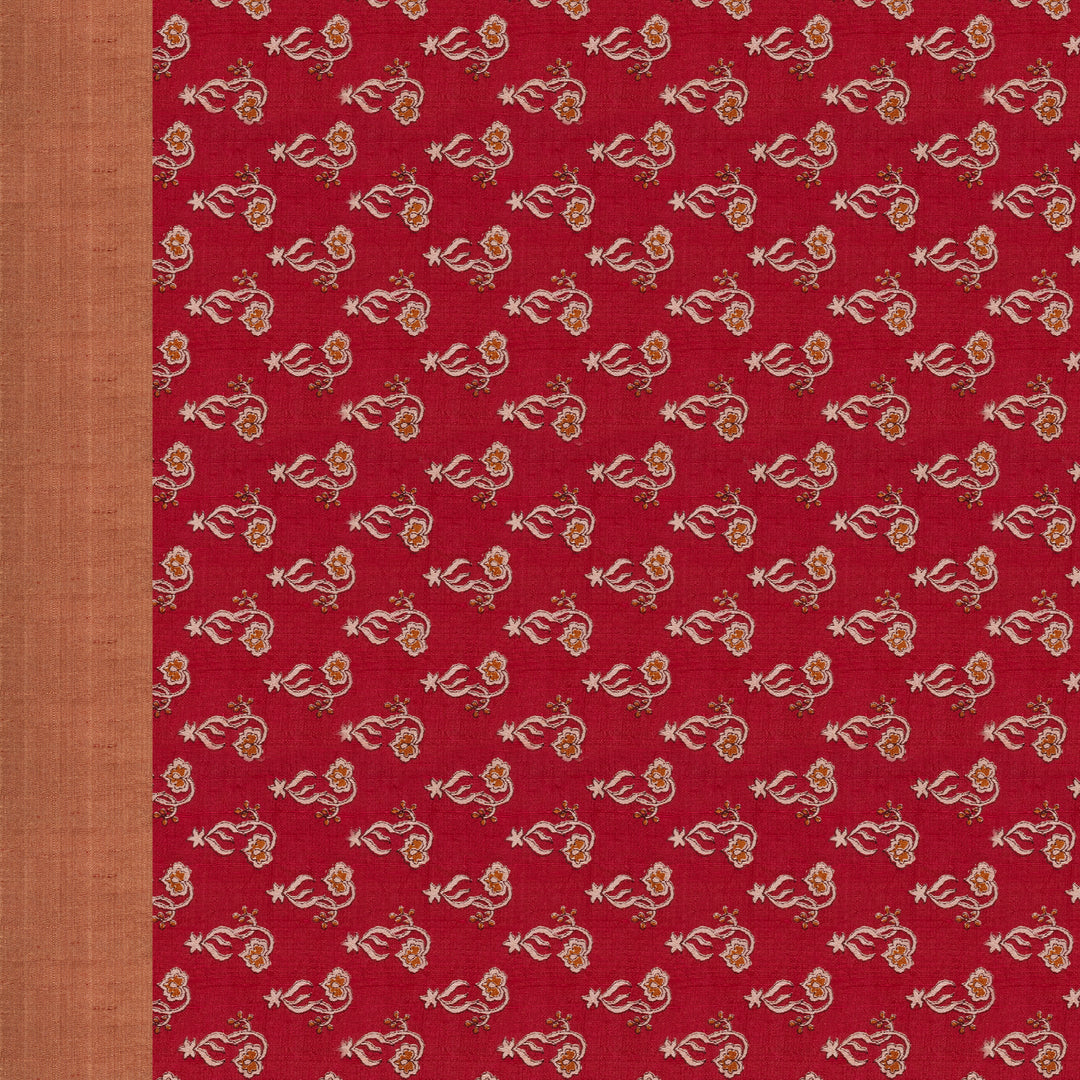 Handwoven Red Printed Tussar Silk Saree - 2588T012504DSS