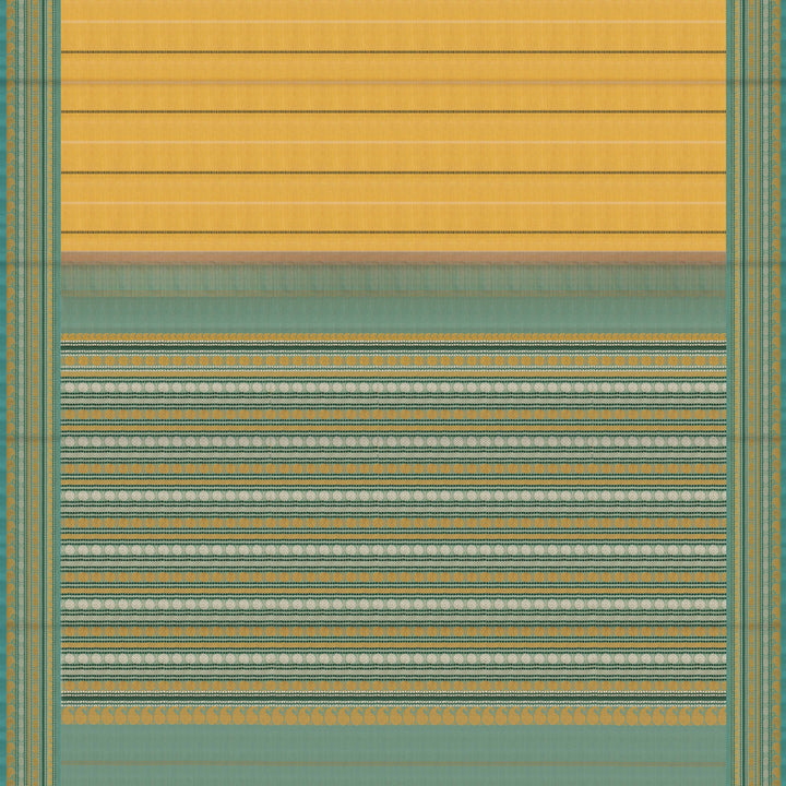 Handwoven Yellow with Aqua Blue Kanjivaram silk Saree - 2655T012323DSC