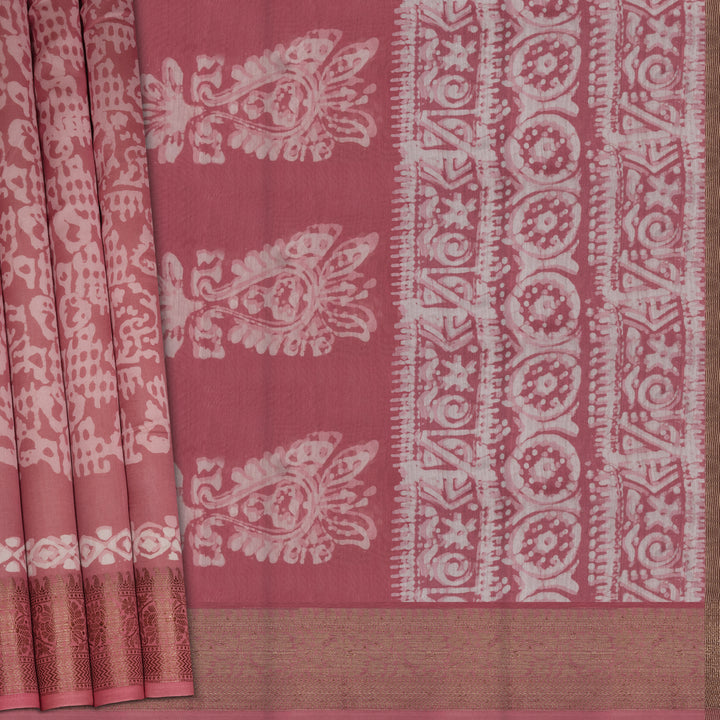 Handwoven Pink Chanderi Silk Saree - 2552T012681DSC