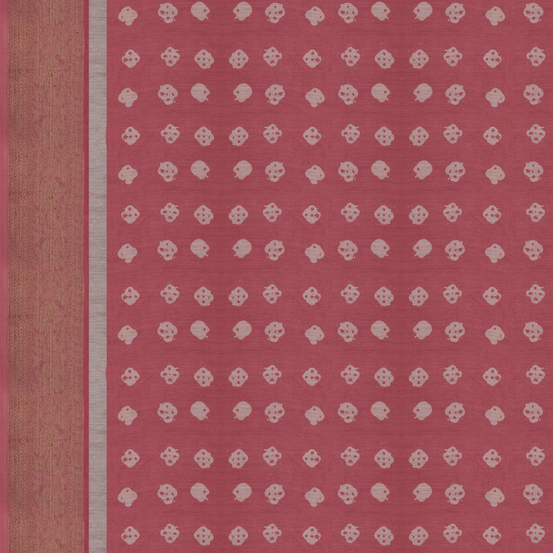 Handwoven Pink Chanderi Silk Saree - 2552T012681DSC