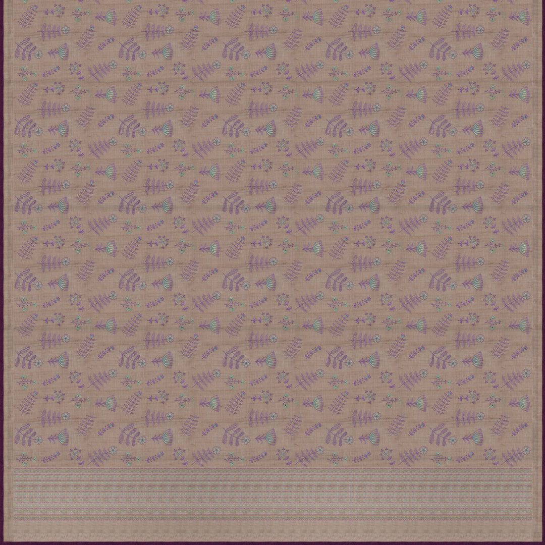 Handwoven Cream Tussar Silk Saree - 2574N030047DSC