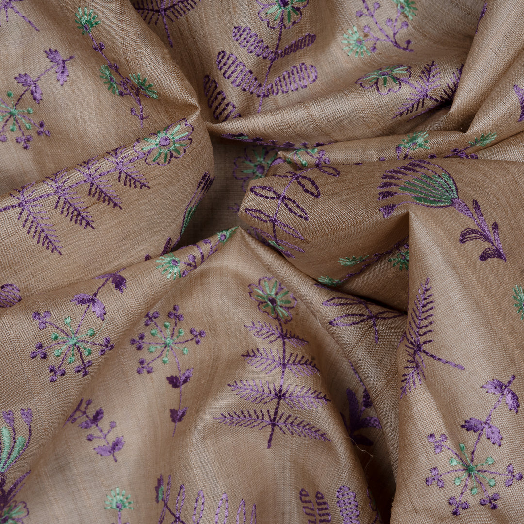 Handwoven Cream Tussar Silk Saree - 2574N030047DSC