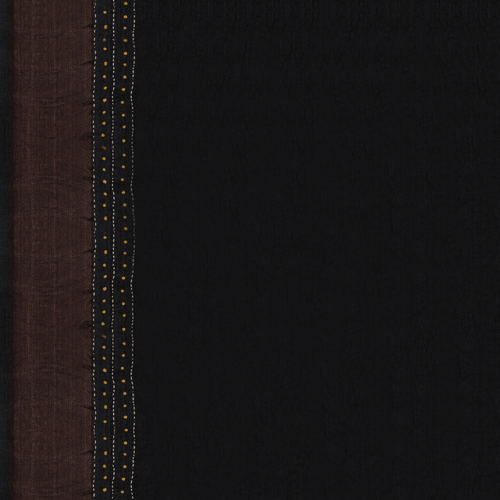 Handwoven Beige with Black Tussar Silk Saree - 2575N032528DSC
