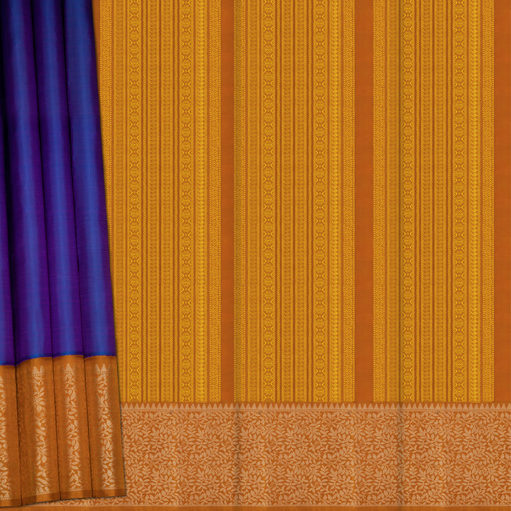 Handwoven Purple with Mustard Kanjivaram Silk Saree - 2528T011575DSC