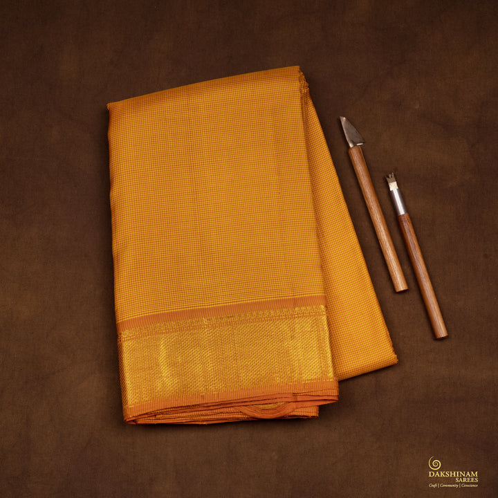 Handwoven Mustard Kanjivaram Silk Saree - 2536T010982DSC