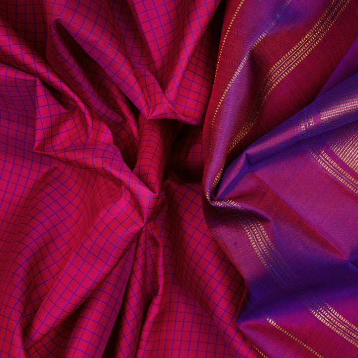 Handwoven Pink with Purple Kanjivaram Silk Saree - 2537T010747DSC