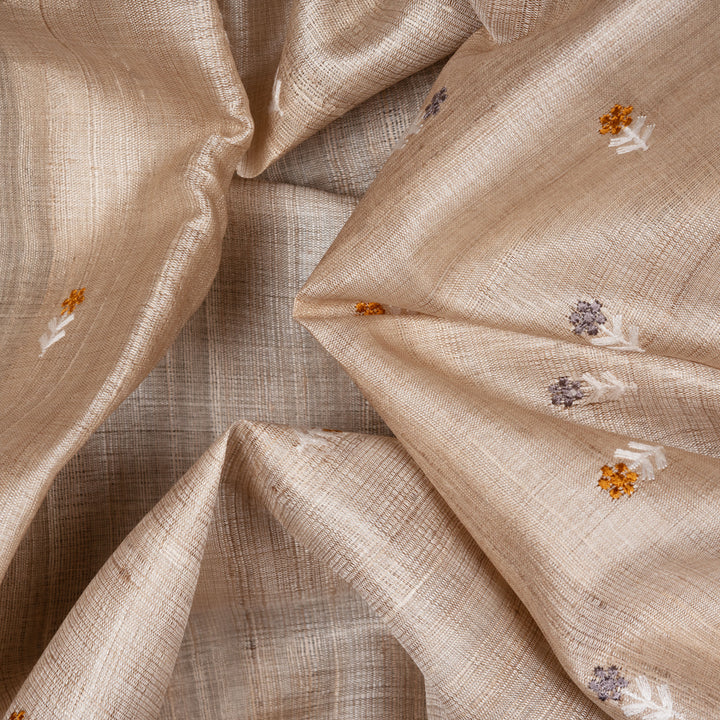 Handwoven Off-white Tussar Silk Saree - 2570T012650DSC