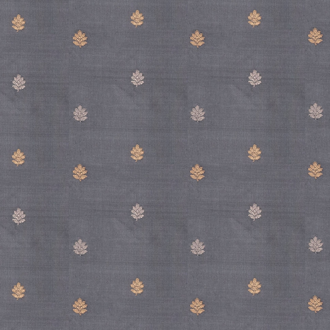 Handwoven Grey with Black Banarasi Katan Silk Saree - 2619N025023DSC