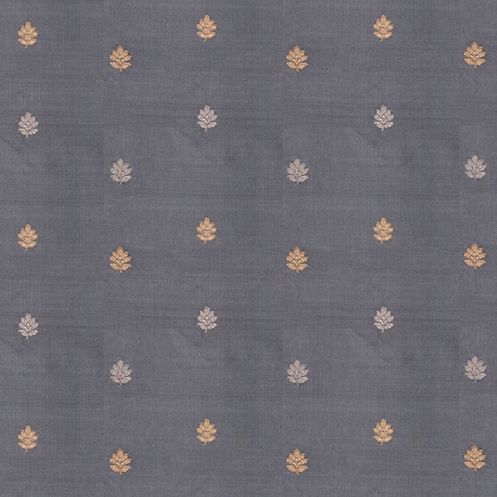 Handwoven Grey with Black Banarasi Katan Silk Saree - 2619N025023DSC
