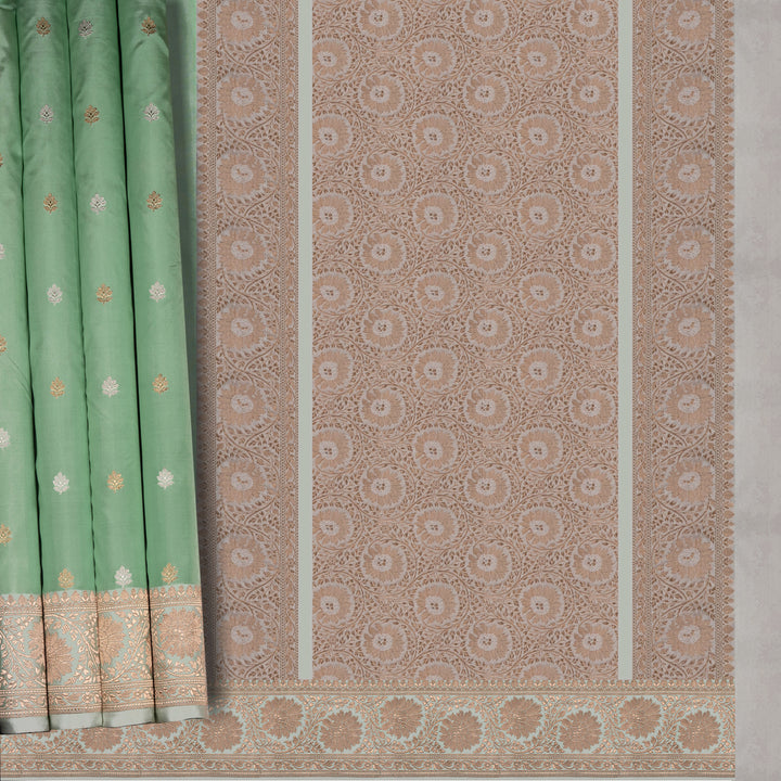 Handwoven Green Banarasi Silk Saree - 2607N021570DSC