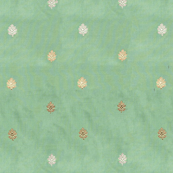 Handwoven Green Banarasi Silk Saree - 2607N021570DSC