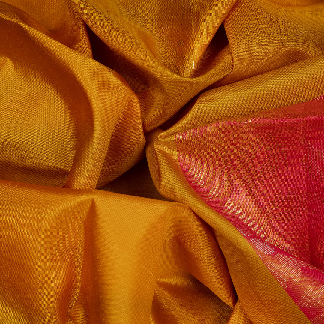 Handwoven Mustard with Orange Soft Silk Saree - 2617T011700DSC