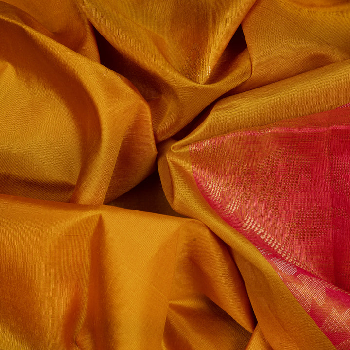 Handwoven Mustard with Orange Soft Silk Saree - 2617T011700DSC
