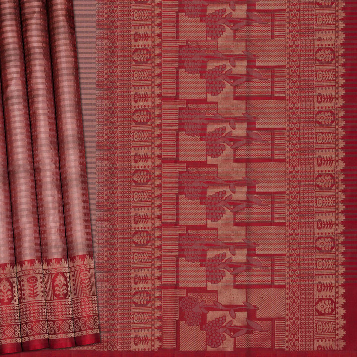 Handwoven Brown with Red Soft Silk Saree - 2626T011713DSC