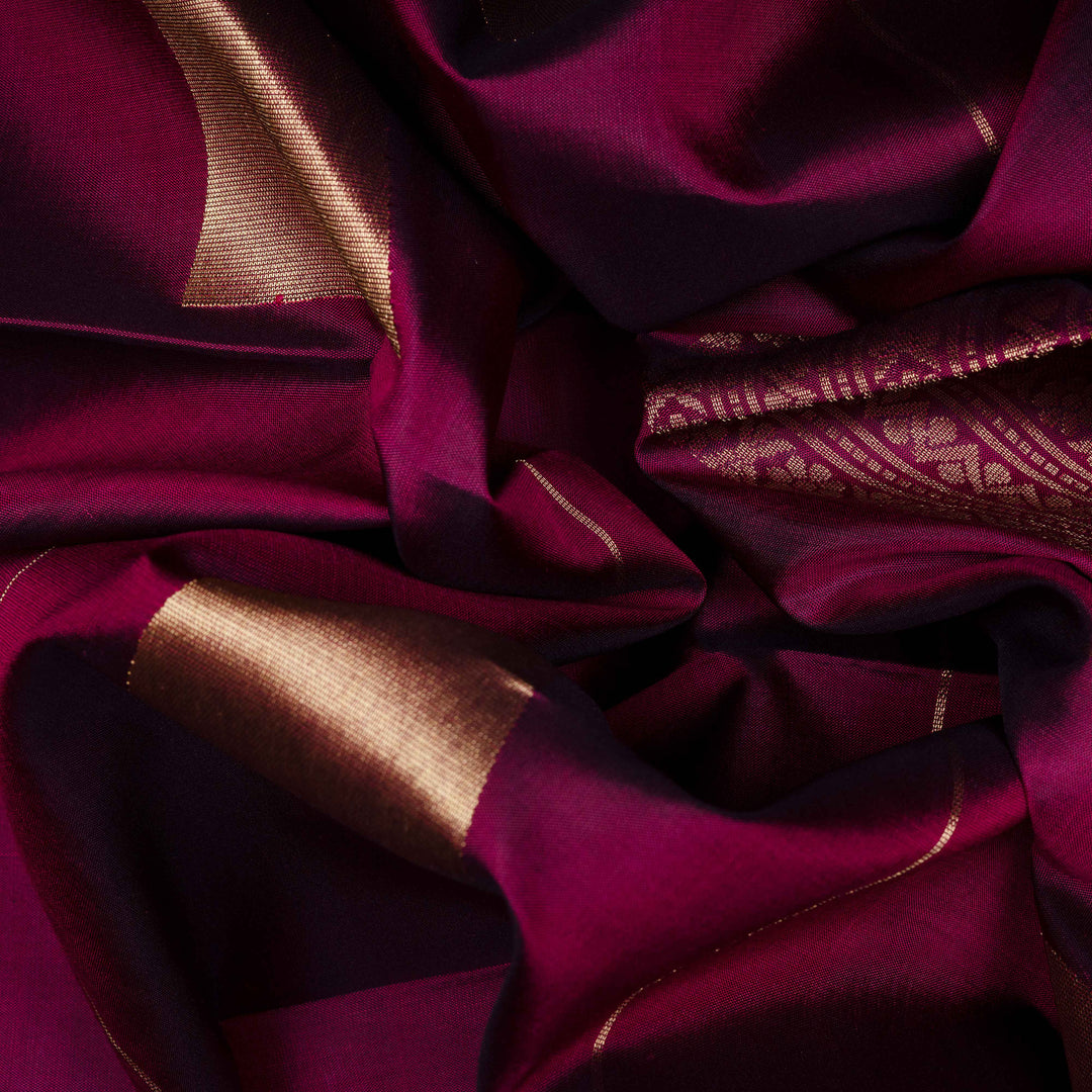 Handwoven Burgundy Soft Silk Saree - 2618T011926DSC