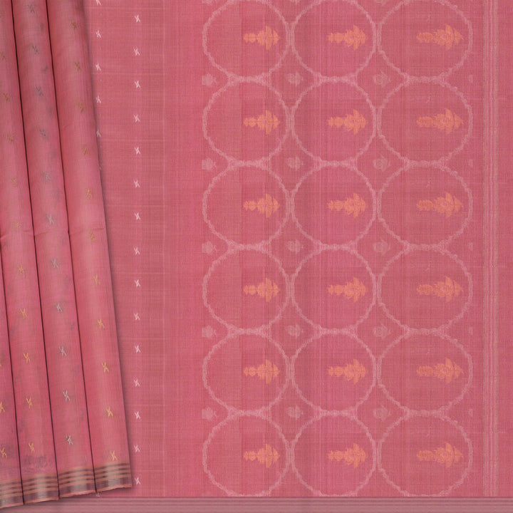 Handwoven Pink Kora Soft Silk Saree - 2637T012897DSC