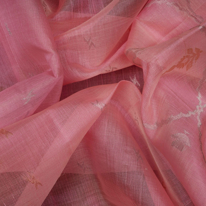 Handwoven Pink Kora Soft Silk Saree - 2637T012897DSC