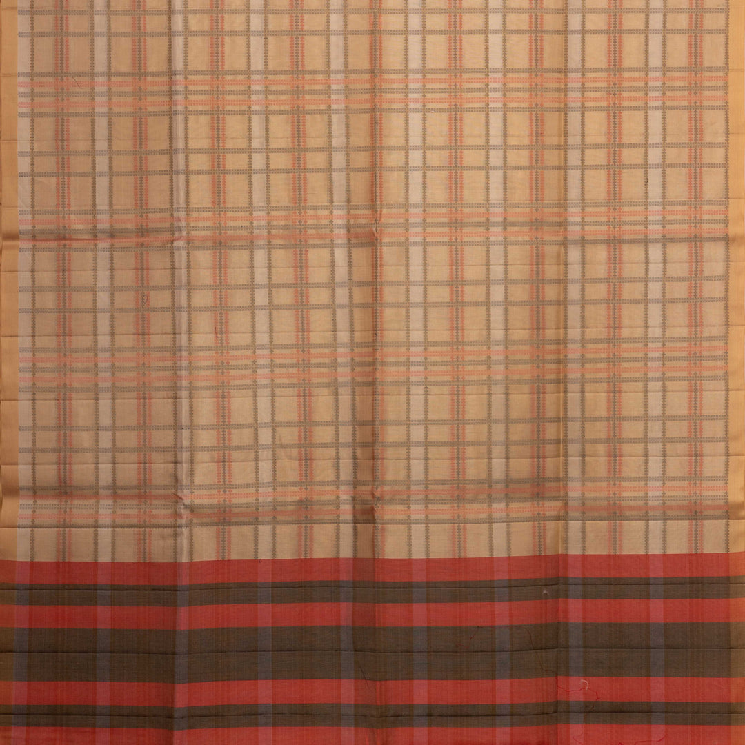 Handwoven Beige Kora Silk Saree - 2638T012889DSC