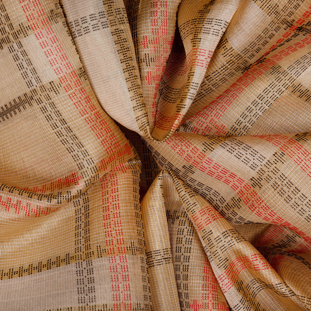 Handwoven Beige Kora Silk Saree - 2638T012889DSC