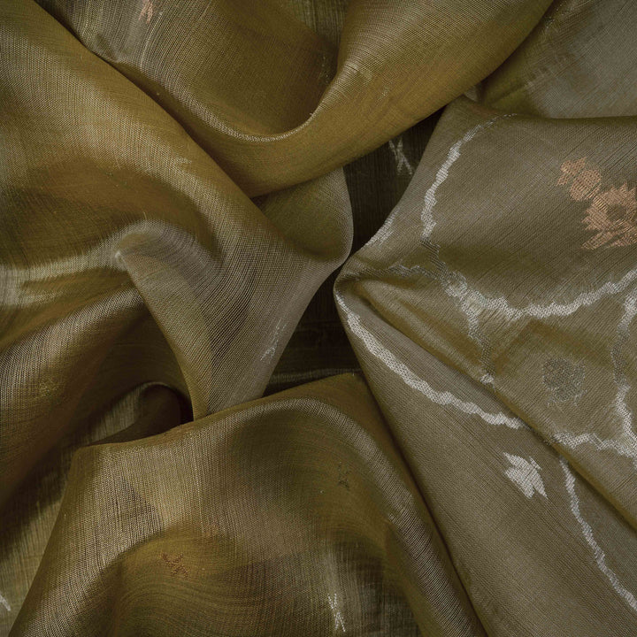 Handwoven Green Kora Soft Silk Saree - 2639T012896DSC