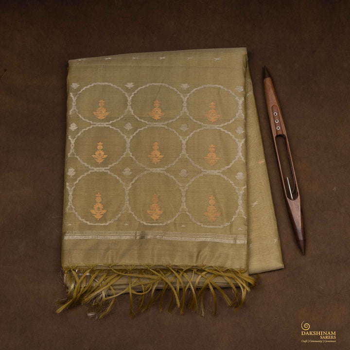 Handwoven Green Kora Soft Silk Saree - 2639T012896DSC