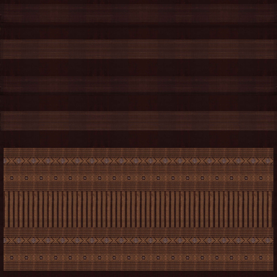 Handwoven Brown Kora Silk Saree - 2642T012891DSC
