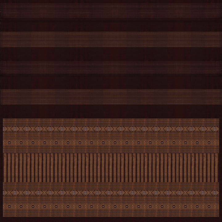 Handwoven Brown Kora Silk Saree - 2642T012891DSC