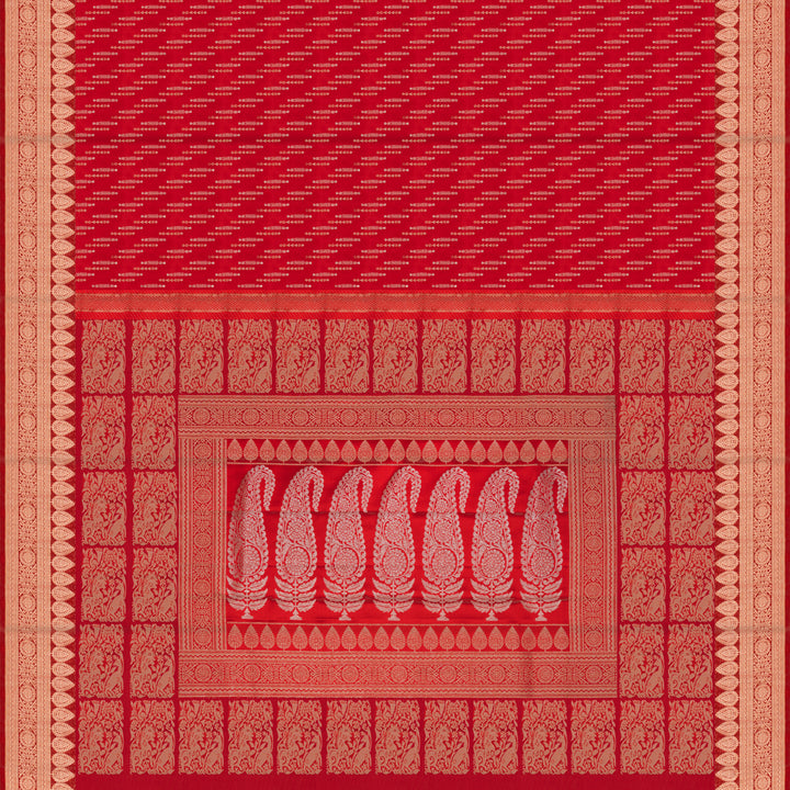 Handwoven Red Upadda Soft Silk Saree - 2699T012977DSC