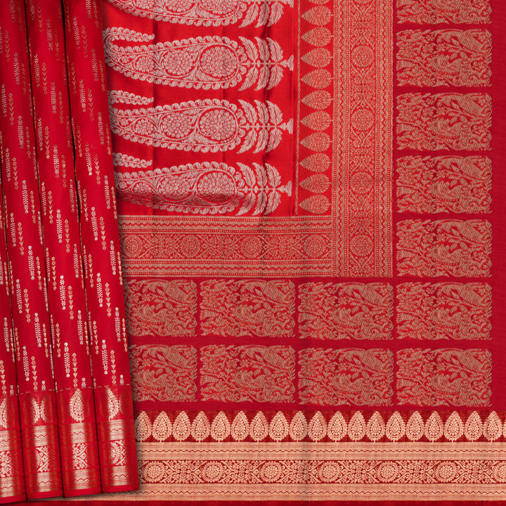 Handwoven Red Upadda Soft Silk Saree - 2699T012977DSC